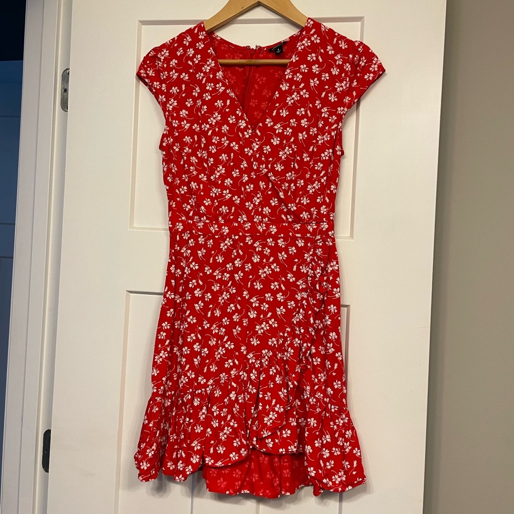 Floral Red Wrap Dress j crew factory size 4